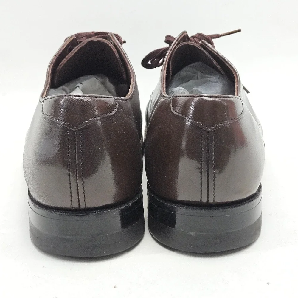 Johnston & Murphy Mens 9.5 D Brown Leather Cap Toe Oxford Dress Shoes 453305